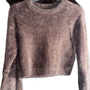 Hollister Women's Fuzzy Sweater in Soft Brown